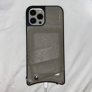 Emma pebble leather crossbody bandolier Bandolier taupe iPhone 12 Pro Max case